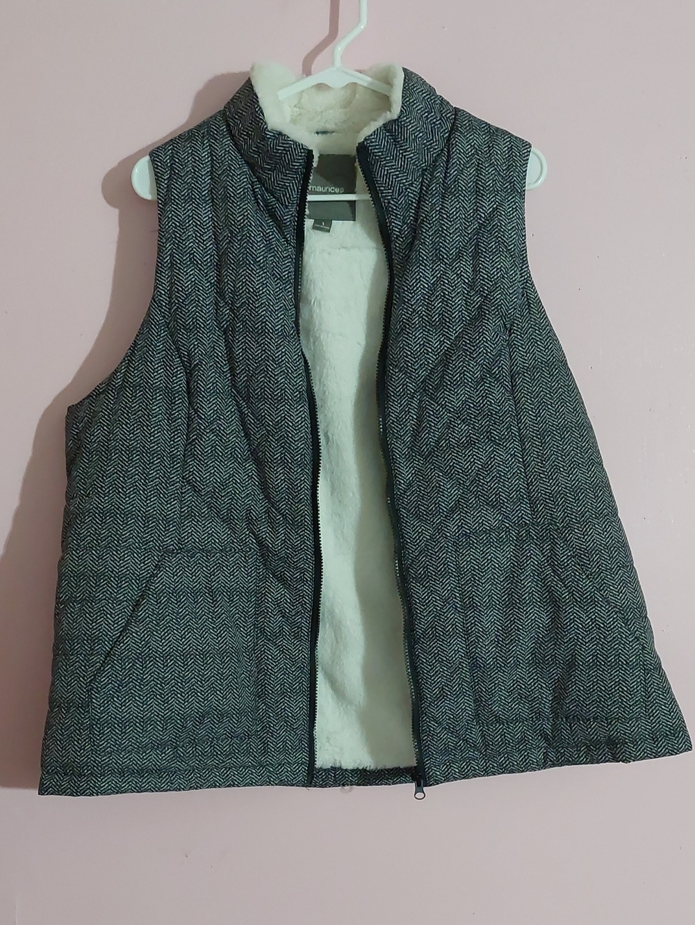 Maurices New Without Tags Quilted Herringbone Vest with Faux-Sherpa Lining